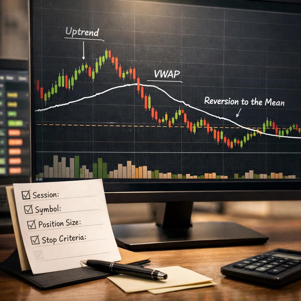 VWAP trading pre-live checklist illustration for VWAP for active traders: what it actually tells you, what it does not, and how to use it cleanly