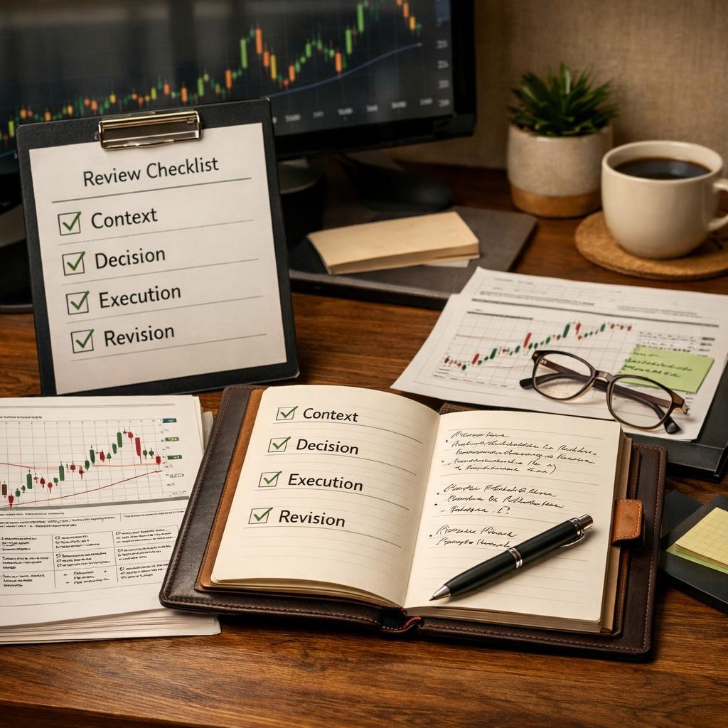 trading journal workflow review checklist illustration for Trading journal workflow: what to review after each session if you want better decisions instead of more screenshots