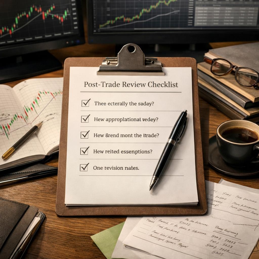 post-trade review checklist review checklist illustration for Post-trade review checklist: the five questions that expose weak assumptions before they repeat