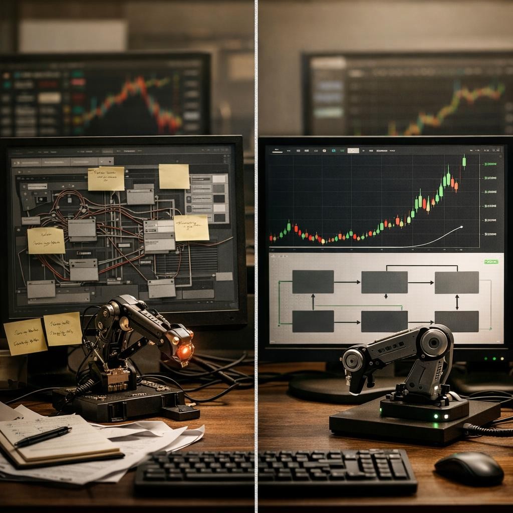 trading automation weak vs strong process illustration for How automated trading workflows actually break when markets get fast