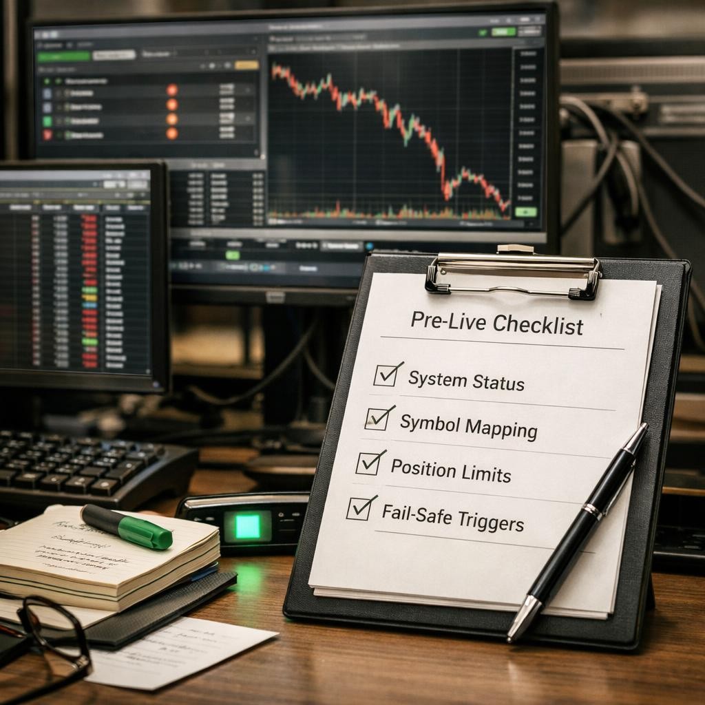 trading automation pre-live checklist illustration for How automated trading workflows actually break when markets get fast