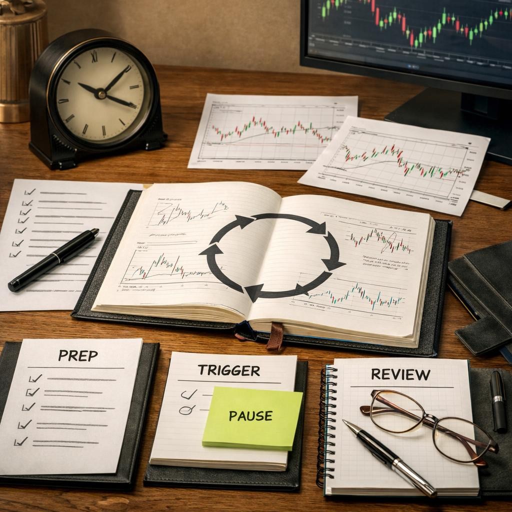 trading journal workflow session framework illustration for Trading journal workflow: what to review after each session if you want better decisions instead of more screenshots