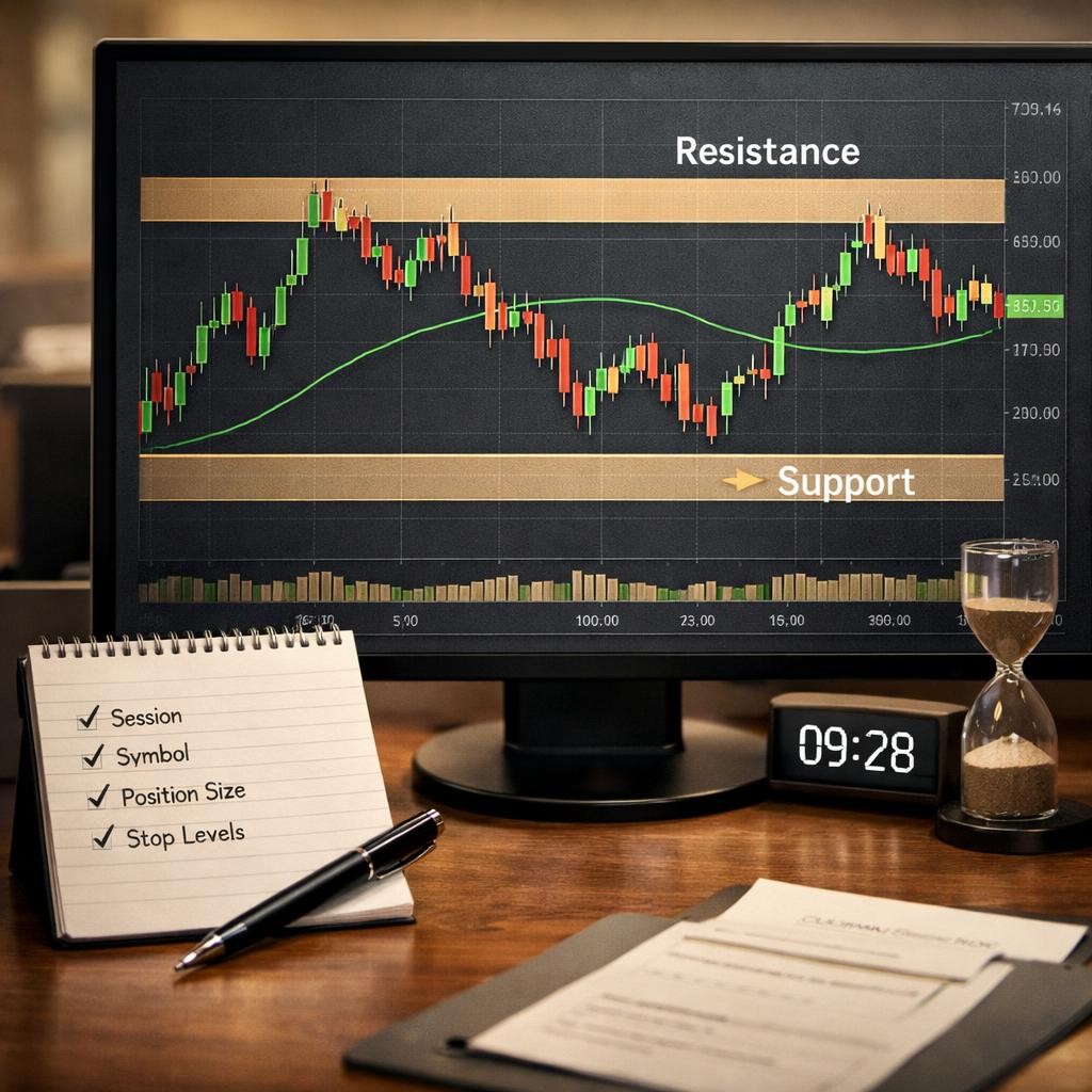 support and resistance pre-live checklist illustration for Support and resistance for active traders: how to mark usable levels without cluttering the chart