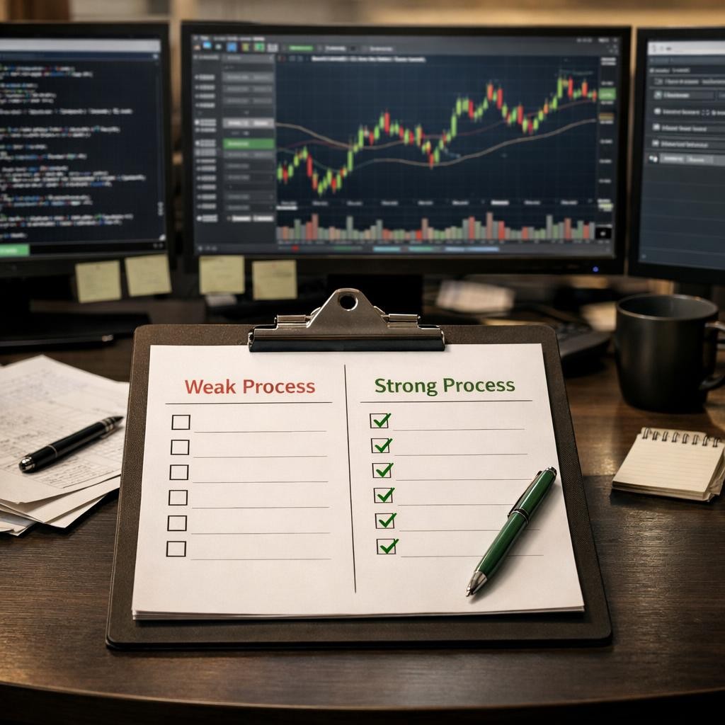 pre-market checklist weak vs strong process illustration for The pre-market checklist for automated traders: what to verify before alerts start routing live